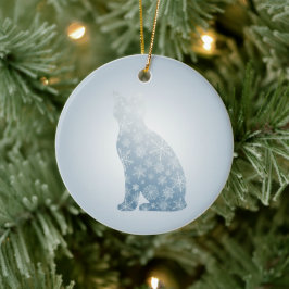 Snowflake Cat Christmas Winter Cat Silhouette  Keramik Ornament
