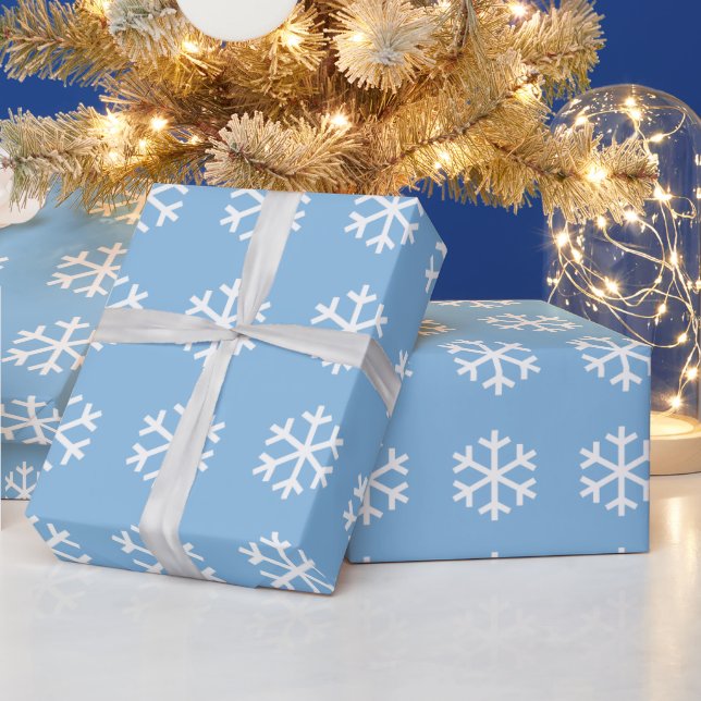 Snowflake Christmas Blue Wrapping Paper Geschenkpapier (Feiertage)