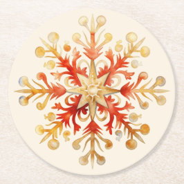 Snowflake Christmas Set of 6  Runder Pappuntersetzer