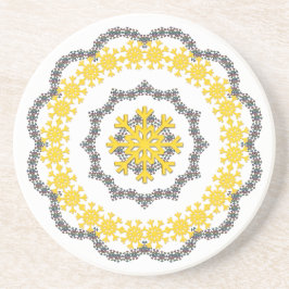 Snowflake Circle Holiday Gold RedGreen White Lacey Getränkeuntersetzer