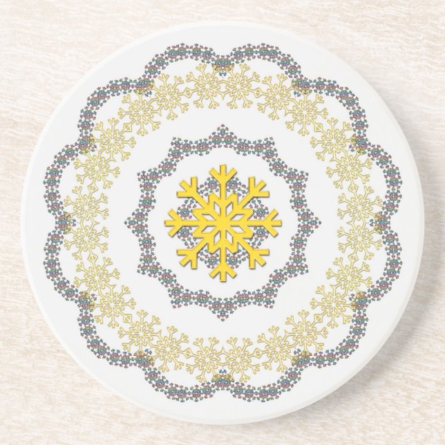 Snowflake Circuit Holiday Gold RedGreen Silver Lac Getränkeuntersetzer (Vorne)