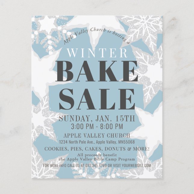 Snowflake Cookies Winter Bake Sale Blue Flyer (Vorne)