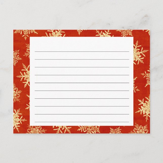 Snowflake Covered Weihnachtsrezeptkarte Feiertagspostkarte (Vorderseite)