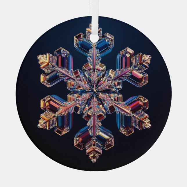 Snowflake-Design auf einem Glasdekor Ornament Aus Glas (Rückseite)
