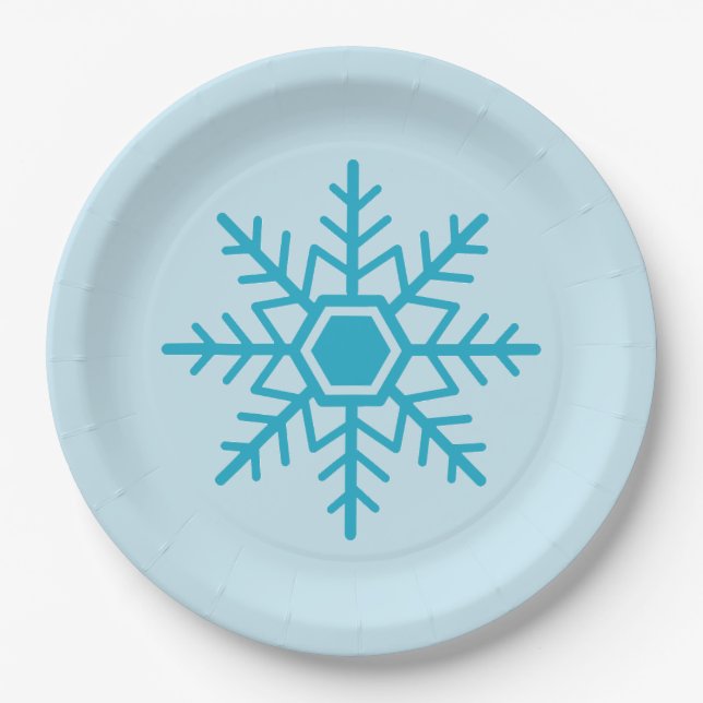 Snowflake Design Blue Pappteller (Vorderseite)