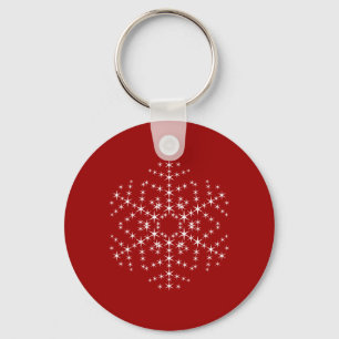 Snowflake Design in Dunkelrot und Weiß. Schlüsselanhänger