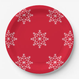 Snowflake Design Weihnachten Roter Urlaub Pappteller