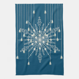 Snowflake Diamond elegante Winter blau grau Geschirrtuch