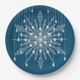 Snowflake Diamond elegante Winter blau grau Pappteller