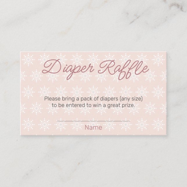 Snowflake Diaper Raffle Girl Baby Dusche Begleitkarte (Vorderseite)