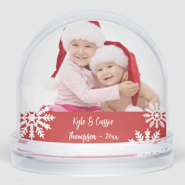 Snowflake Double Photo Schneekugeln (Vorderseite)