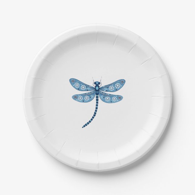 Snowflake Dragonfly Spirit Pappteller (Vorderseite)