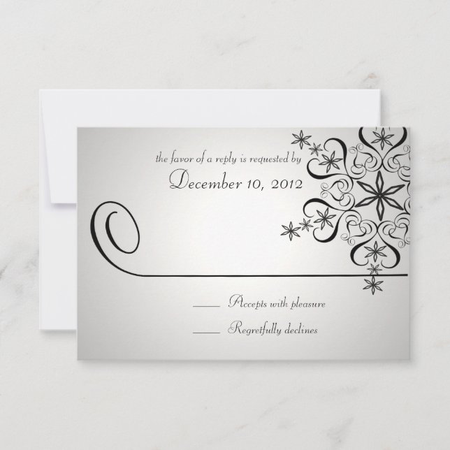 Snowflake Elegance Silver Response Card RSVP Karte (Vorderseite)