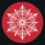 Snowflake Elegant Red White Christmas Sticker<br><div class="desc">Ein festlich rot-weißer Weihnachtsschneeflocker,  der die Weihnachtskarten mit dieser Touch ergänzt. Entworfen für Sie von BlackBerry Boulevard.</div>