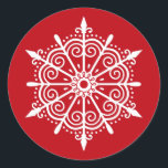 Snowflake Elegant Red White Christmas Sticker<br><div class="desc">Ein festlich rot-weißer Weihnachtsschneeflocker,  der die Weihnachtskarten mit dieser Touch ergänzt. Entworfen für Sie von BlackBerry Boulevard.</div>
