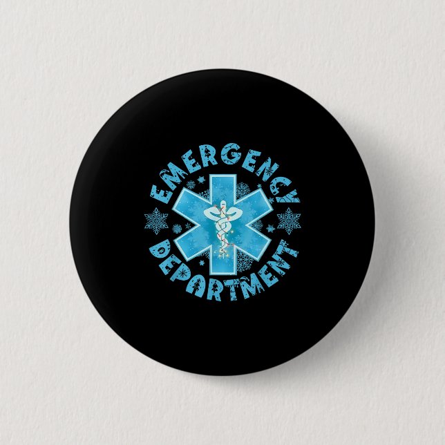 Snowflake Emergency Department Winter Er Ed Nurse  Button (Vorderseite)