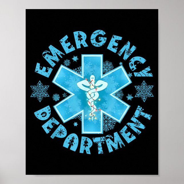 Snowflake Emergency Department Winter Er Ed Nurse  Poster (Vorne)