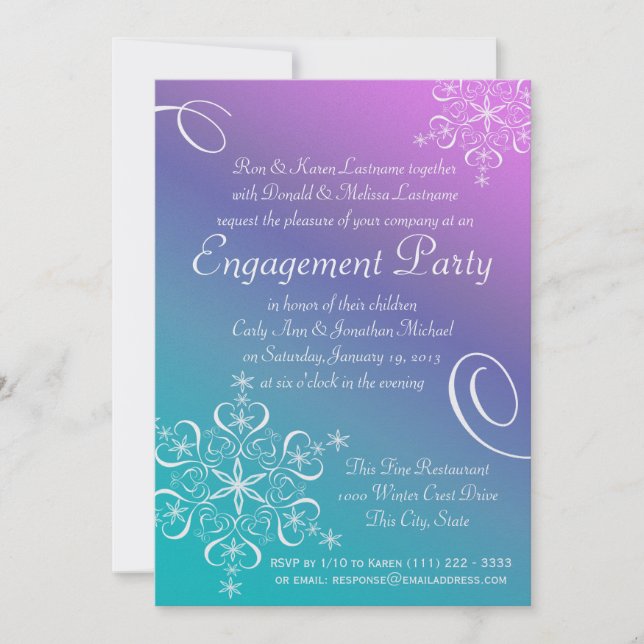 Snowflake-Engagement-Partei Einladung (Vorderseite)