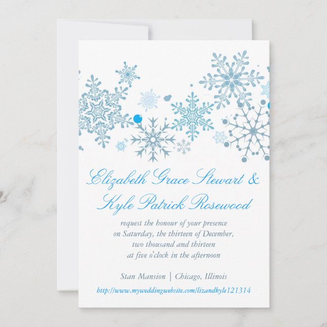Snowflake Faire-part de mariage (Malibu Silver) (Devant)