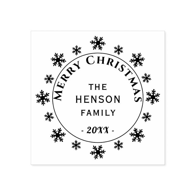 Snowflake Family Merry Christmas Gummistempel (Prägung)