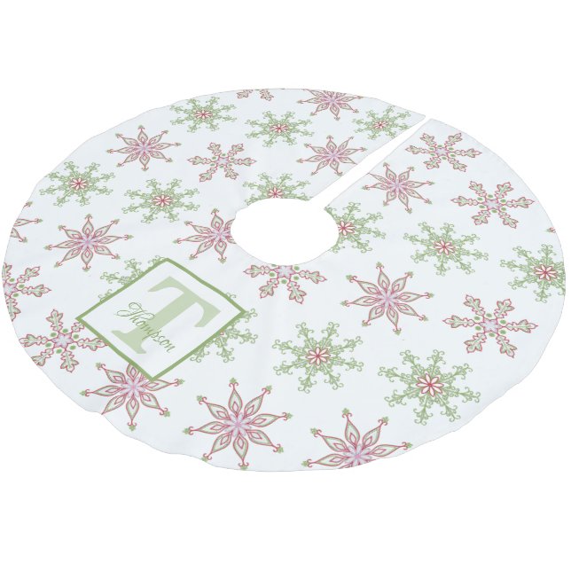 Snowflake farbenfroh, Moderne Weihnachtsmonografie Polyester Weihnachtsbaumdecke (Schrägansicht)