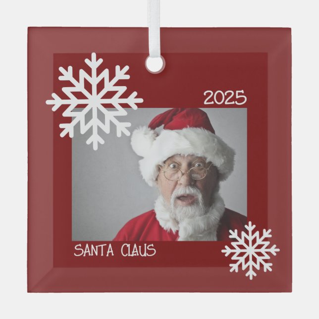 Snowflake Foto Ornament Aus Glas (Vorderseite)