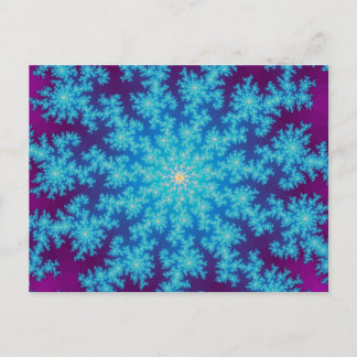 Snowflake Fraktal Aqua Blue Postkarte