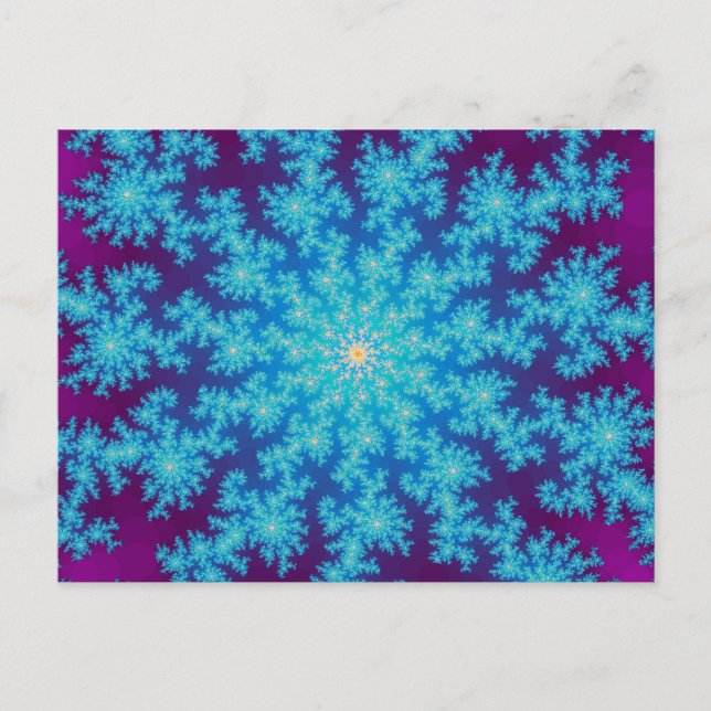 Snowflake Fraktal Aqua Blue Postkarte (Vorderseite)