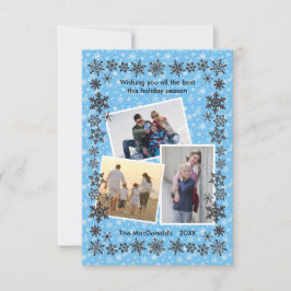 Snowflake Frame Blue 3 Fotos - 3x5 Weihnachtskarte Einladung