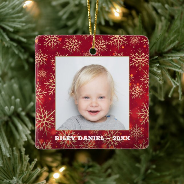 Snowflake Frame Foto Keramikornament (Baum)