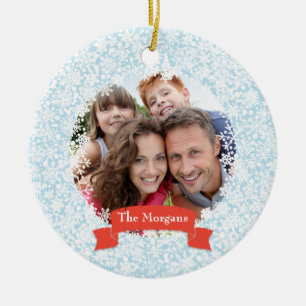 Snowflake Frame Holiday Familie Foto Ornament