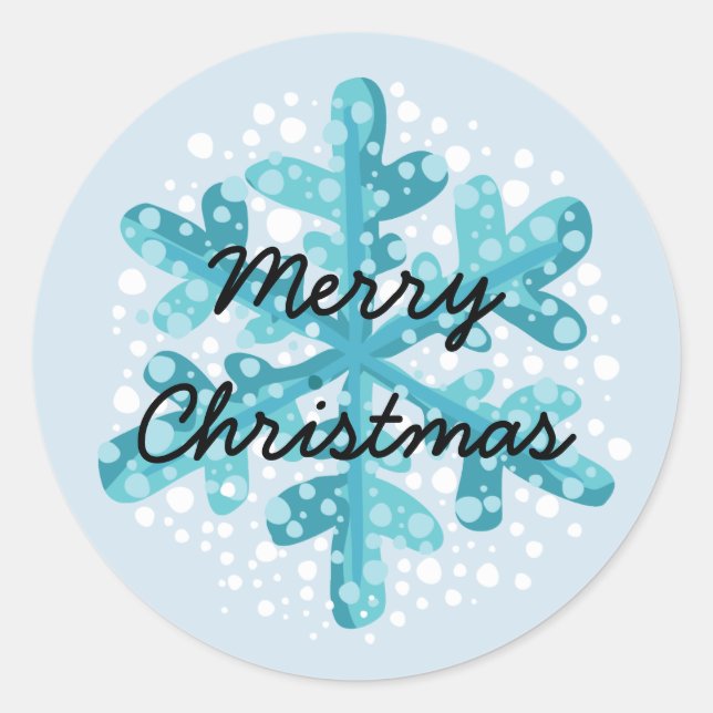 Snowflake Frohe Weihnachtsaufkleber Stil 1 Runder Aufkleber (Vorderseite)