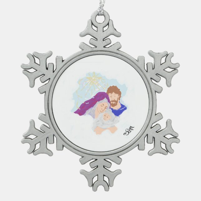 Snowflake Gerahmt Ornament Savior ist Geboren (Vorderseite)