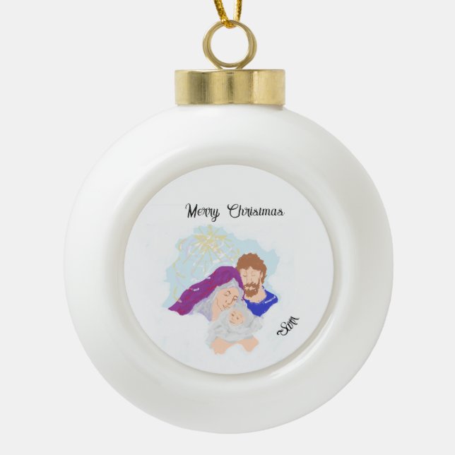 Snowflake Gerahmt Ornament Savior ist Geboren (Vorderseite)