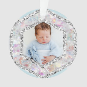 *~* Snowflake Glitzer Weihnachtsfest FOTO BOY AP44 Ornament
