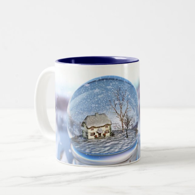 Snowflake Globe-Tasse Zweifarbige Tasse (Vorderseite Links)