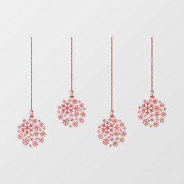 Snowflake Glühbirnen rot_ Pack mit 4 Fensterhebern Fensteraufkleber