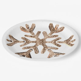 Snowflake Gold und White Festivals Glitzer Pappteller
