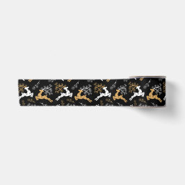 Snowflake Gold Weißer Rentier Weihnachtsschwarz Satinband