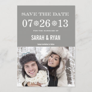 Snowflake Graue Save the Date Foto Einladungen