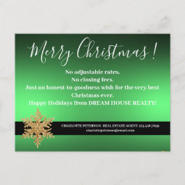 Snowflake Green Christmas Real Anwesen Farm Feiertagspostkarte