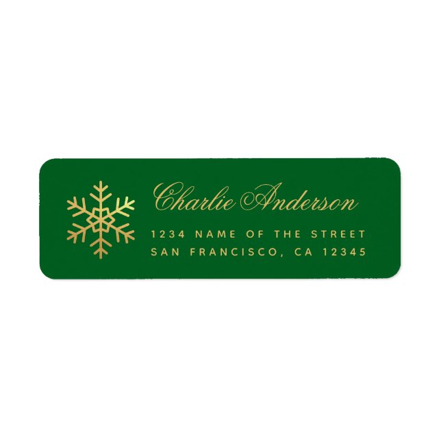 Snowflake Green Faux Gold Elegant Script Holidays  (Vorne)