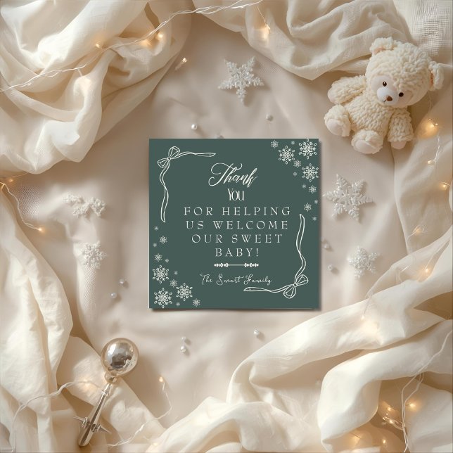Snowflake green Labor & Delivery NICU Hospital   Dankeskarte (Snowflake green Labor & Delivery NICU Hospital Thank You Card)