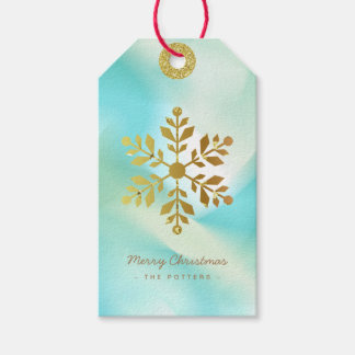 Snowflake | Grüne Pastel und Gold Geschenkanhänger