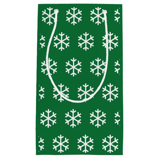 Snowflake Grüne Weihnachtsgeschenktasche Kleine Geschenktüte (Vorderseite)