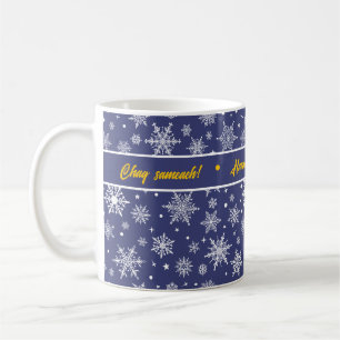 Snowflake Hannukah Deep Blue & Gold Tasse