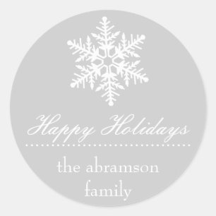 Snowflake Happy Holidays Stickers (Silber)