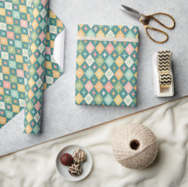 Snowflake Harlequin MCM Aquamarin Geschenkpapier
