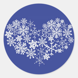 Snowflake Heart Winter Wedding Gefallen Umschlag A Runder Aufkleber