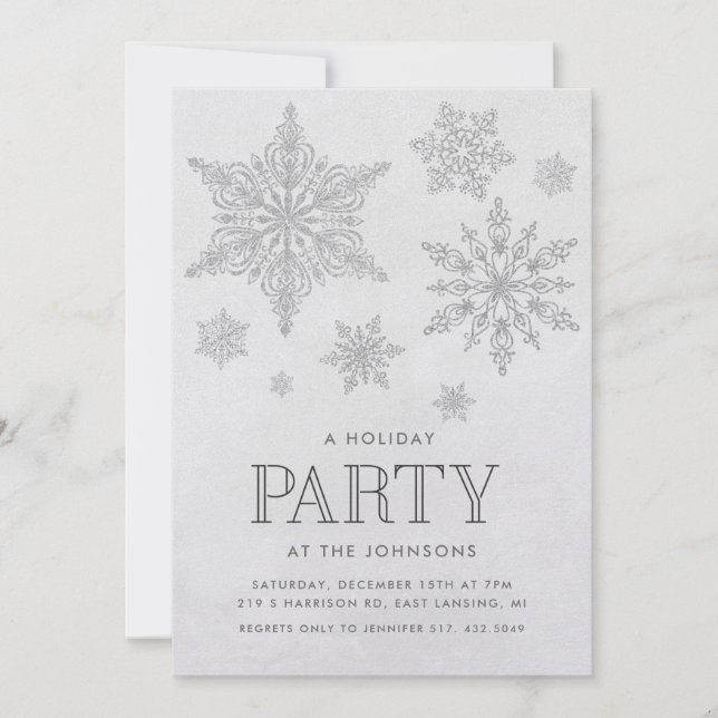 Snowflake Hiver Fête Invitation (Devant)